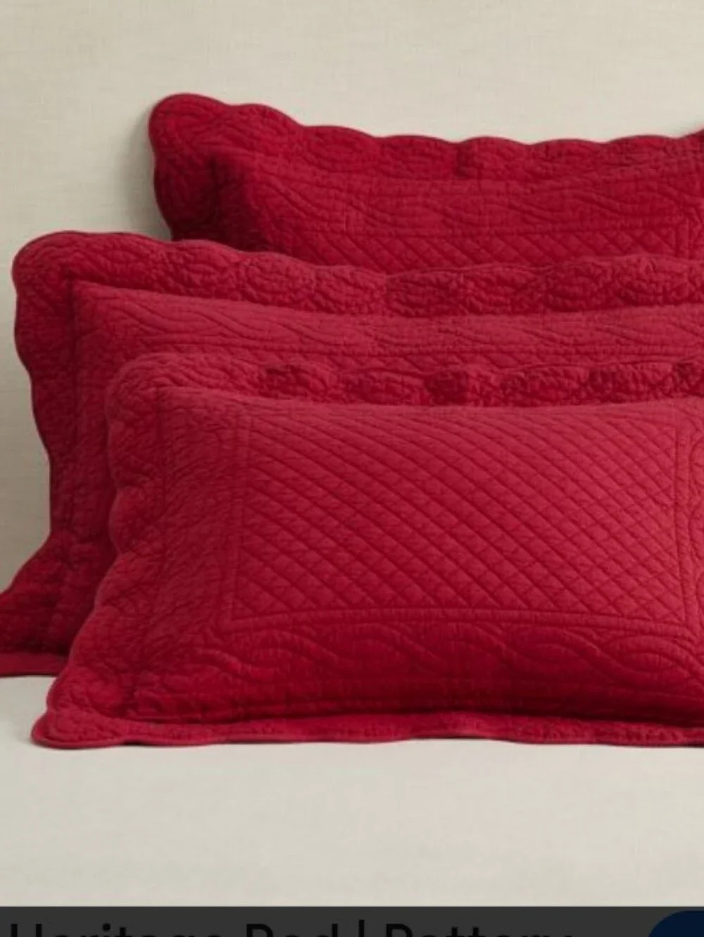 NWT Pottery Barn Heirloom Scallop Quilted Standard Sham Red Cotton